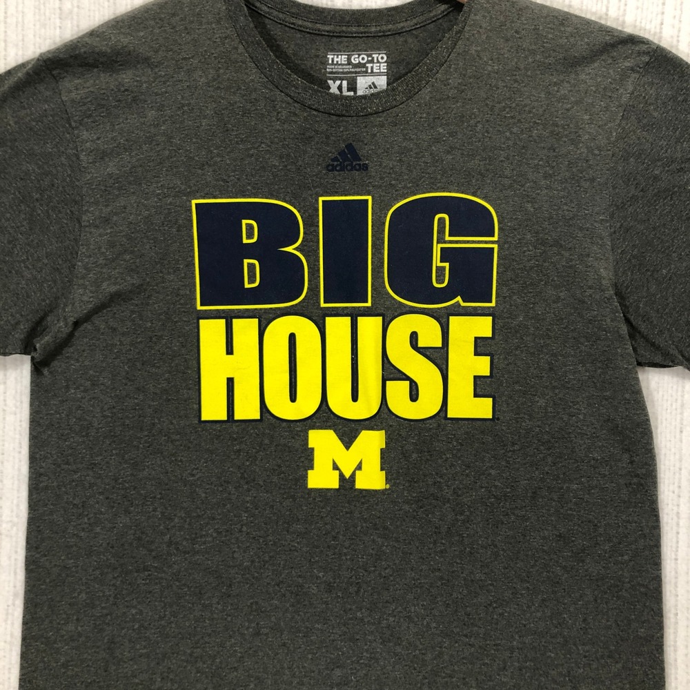 Adidas Michigan‎ Wolverines Big House Football T-Shirt Charcoal Mens XL
